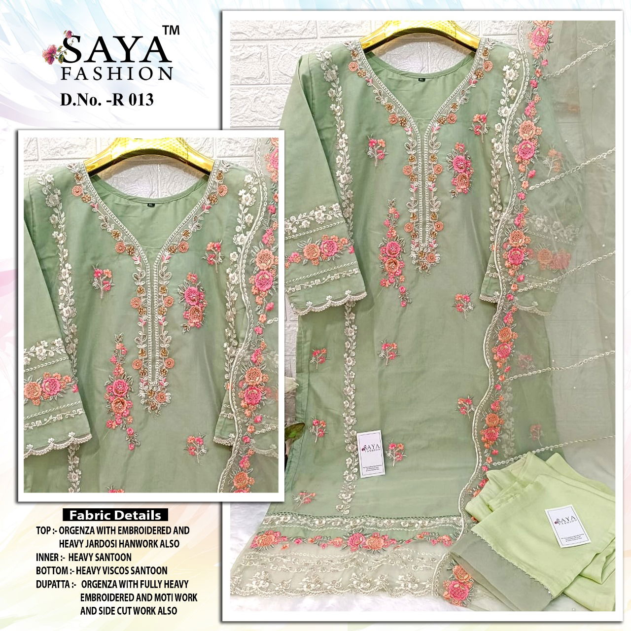 R 013 By Saya Embroidery Pakistani Readymade Suits Exporters In India
